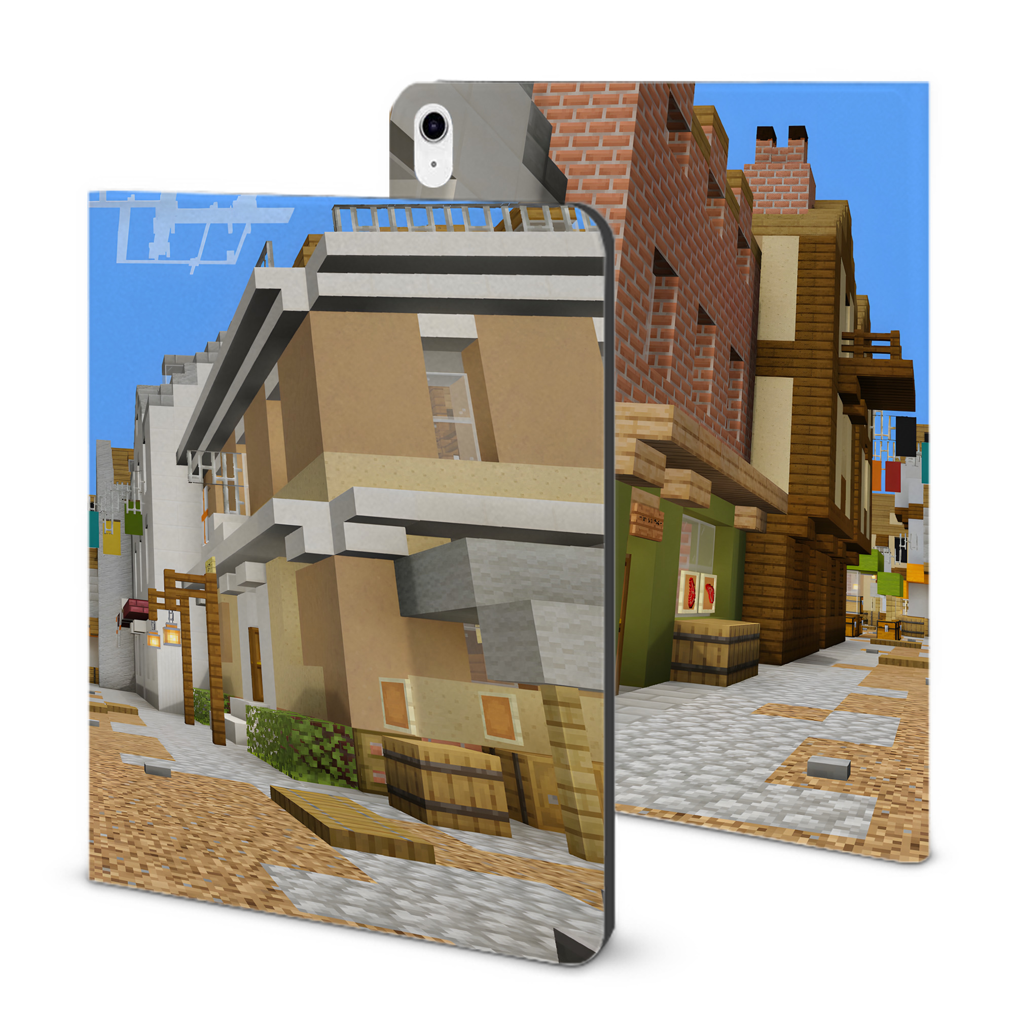 （画像用） マインクラフト ブロックの世界 Minecraft MC Block world IPad ケース ブック型 PUレザー TPU 耐衝撃 軽量 薄型 ペン収納なし 全面保護 IPad 各モデル対応